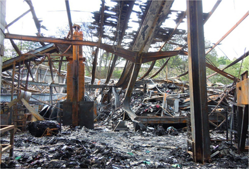 Oxfams former premises after the fire